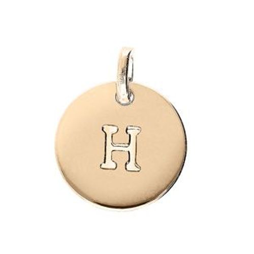 Pendentif Plaqué Or Médaille 12mm Gravure Alphabet "H