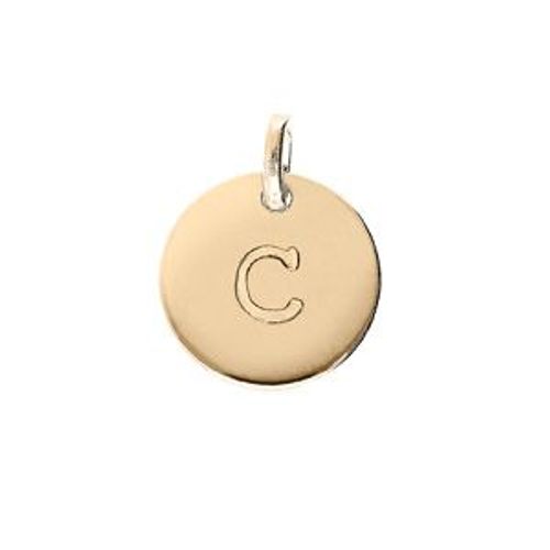 Pendentif Plaqué Or Médaille 12mm Gravure Alphabet "C