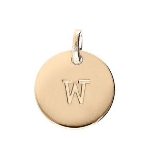 Pendentif Plaqué Or Médaille 12mm Gravure Alphabet "W