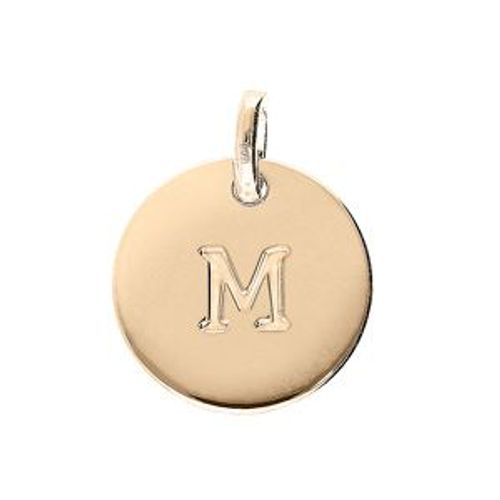 Pendentif Plaqué Or Médaille 12mm Gravure Alphabet "M