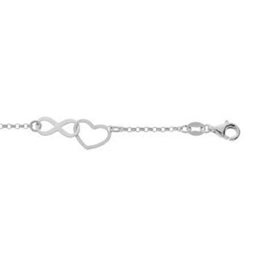 Bracelet Argent Rhodié Coeurs Et Infinis Entremelés 16+3cm