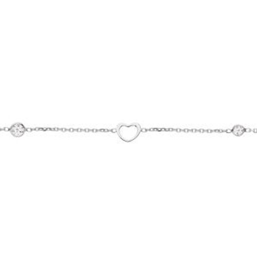 Bracelet Argent Rhodié Coeurs Avec Oxydes Blancs Sertis 16+3cm