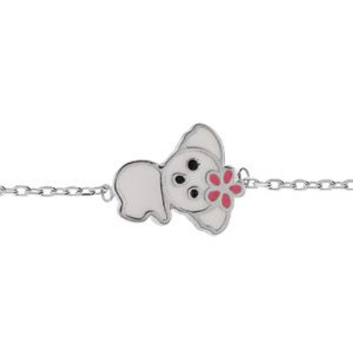 Bracelet Argent Rhodié Koala Résine Blanche 14+2cm