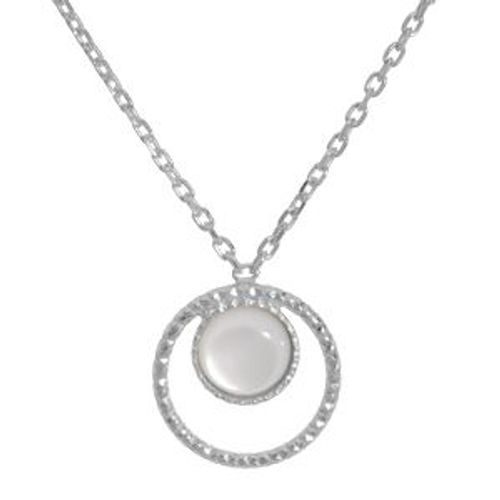 Collier Argent Rhodié Pendentif 6mm Nacre Véritable Véritable 40+5cm