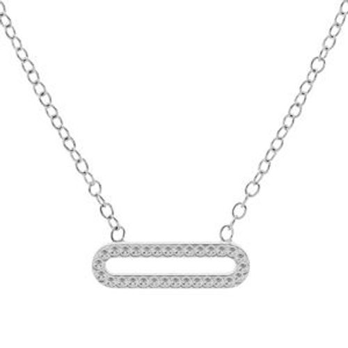 Collier Argent Rhodié Motif Rectangulaire Perlé 38,5+5cm