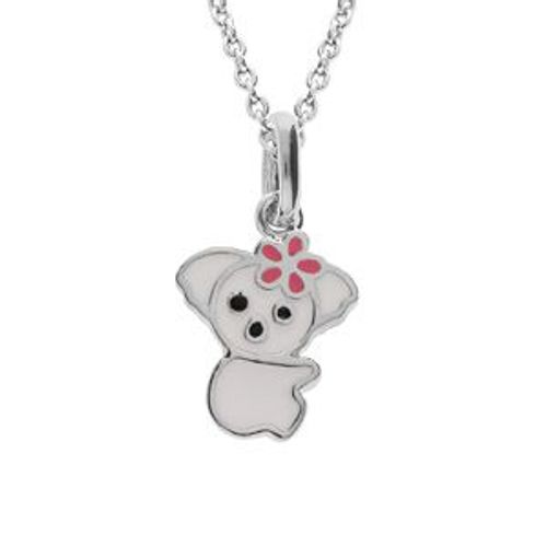 Collier Argent Rhodié Pendentif Koala Résine Blanche 36+2cm
