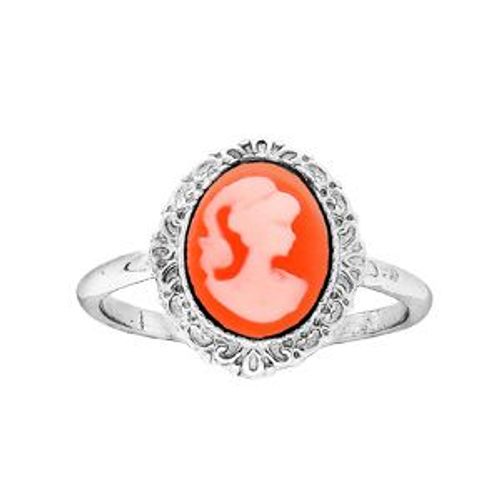 Bague Argent Rhodié Camée Rose