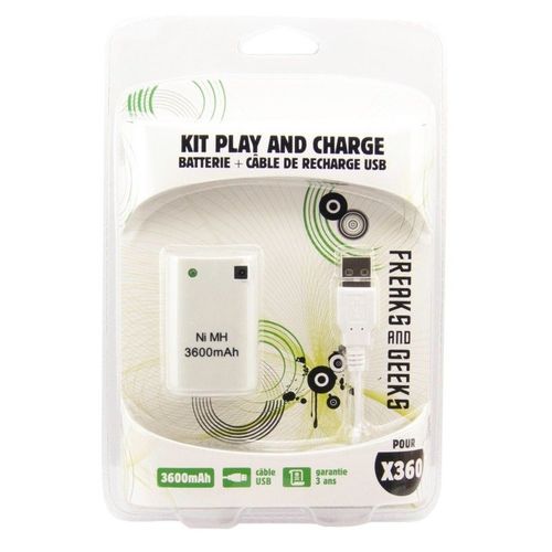 Batterie + Câble De Recharge Pour Xbox 360 - Blanc