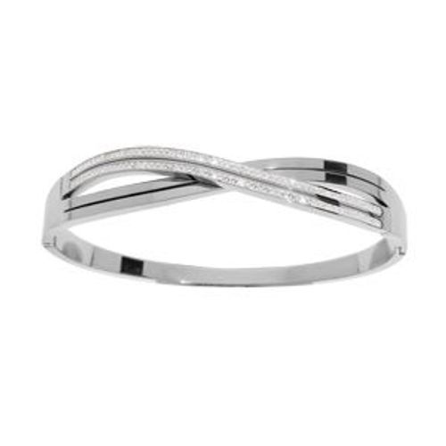 Bracelet Acier Rigide Articule Croisé Avec Strass Diamètre 60mm