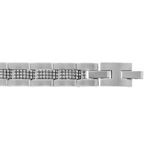 Bracelet Acier Mat Et Brillant 19cm + 1,5cm Réglable Double Fermoir