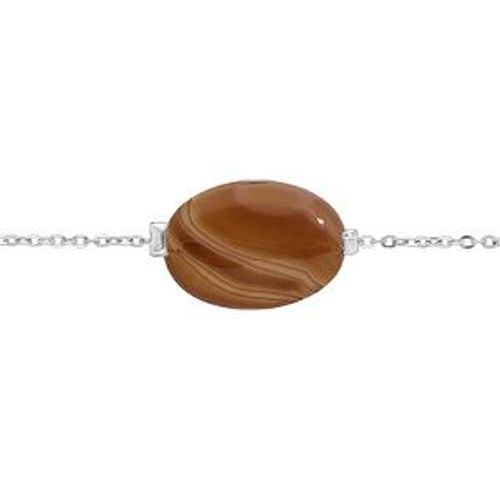 Bracelet Acier Pierre Naturelle Agate Du Bostwana (Bonheur) 15+3cm