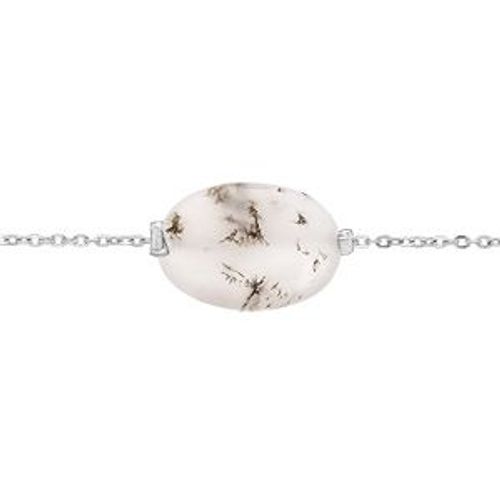 Bracelet Acier Pierre Naturelle Agate Blanche (Détente & Harmonie) 15+3cm