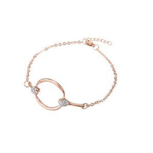 Bracelet Acier Et Pvd Rose Cercle Strass Blancs 16cm + 2.5cm