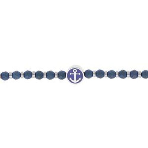Bracelet Acier Et Pvd Bleu Motif Ancre 18+3cm