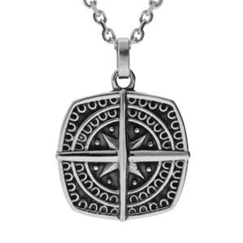 Collier Acier Patiné Globe Trotter 55+3cm