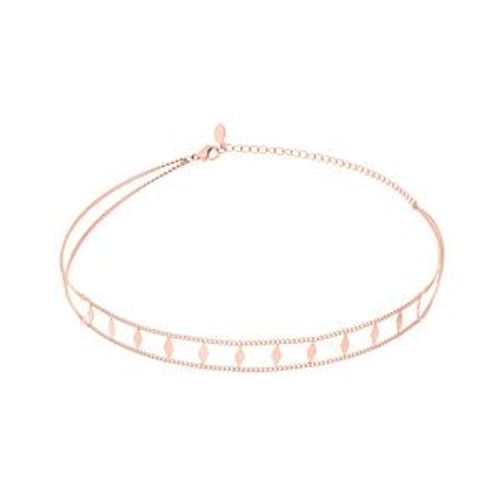 Collier Acier Et Pvd Rose 32,5+7cm