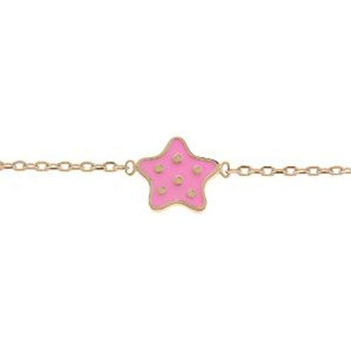 Bracelet Plaqué Or Étoile A Poids Résine Rose 14+2cm