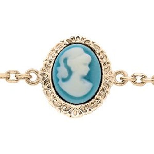 Bracelet Plaqué Or Camée Bleu 16+3cm