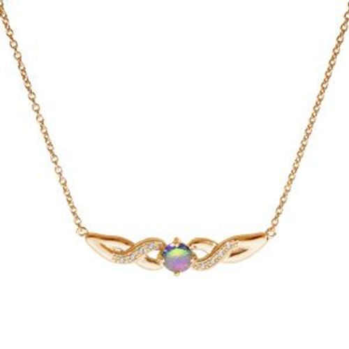 Collier Plaqué Or Oxyde Mystique Arc En Ciel Et Infini Oxydes Blancs Sertis 42+3cm