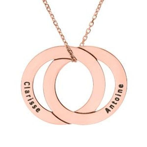 Collier Plaqué Or Rose 2 Anneaux Fixes 40+5cm