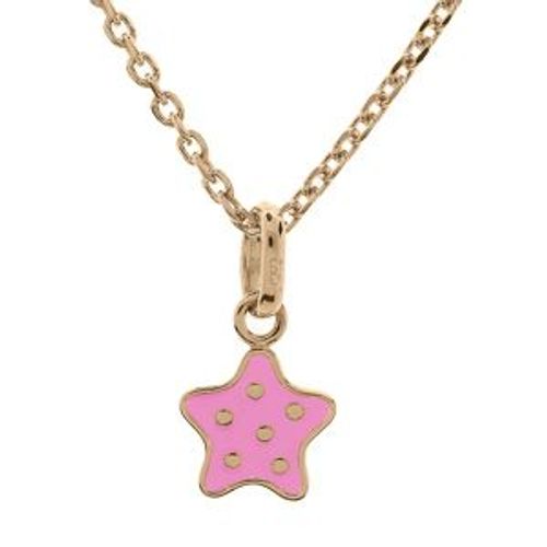 Collier Plaqué Or Pendentif Étoile A Poids Résine Rose 36+2cm