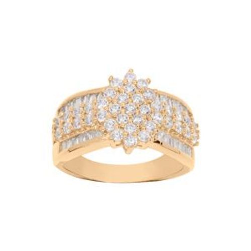 Bague Plaqué Or Oxydes Blancs Sertis