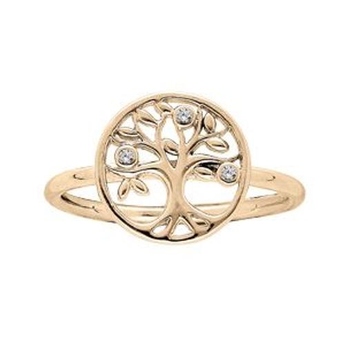 Bague Plaqué Or Arbre De Vie Oxydes Blancs Sertis