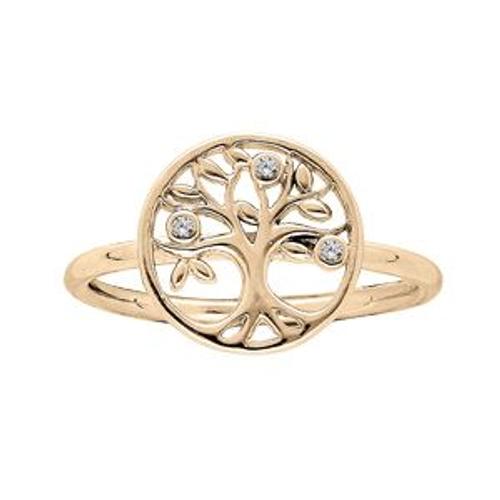 Bague Plaqué Or Arbre De Vie Oxydes Blancs Sertis