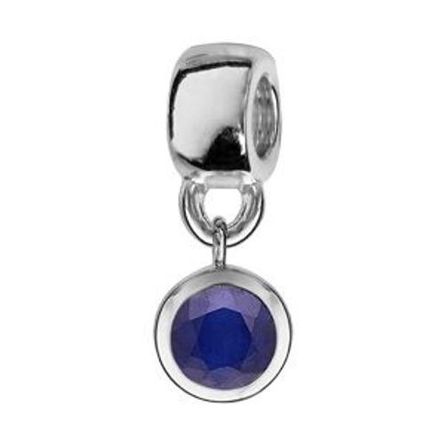 Thabora Charms Coulissant Argent Rhodié Suspendu Oxyde Bleu Serti Clos
