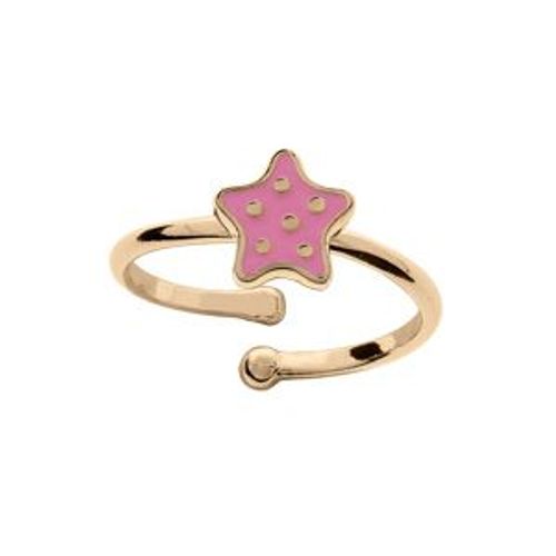 Bague Plaqué Or Étoile Résine Rose A Poids Réglable