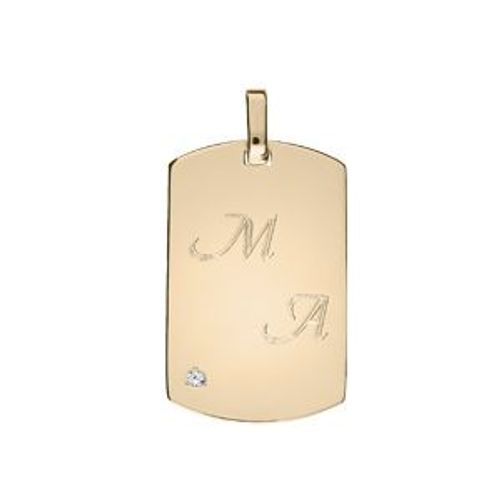 Pendentif Plaqué Or Plaque Gi 25*14mm Oxyde Blanc Serti