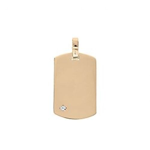 Pendentif Plaqué Or Plaque Gi 20*11mm Oxyde Blanc Serti