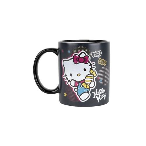 Konix Hello Kitty Mug Thermoréactif - 320 Ml - Motif Bonbons - Noir