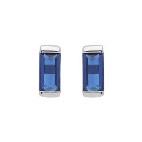 Boucles D'oreilles Tige Argent Rhodié Oxyde Bleu Rectangulaire