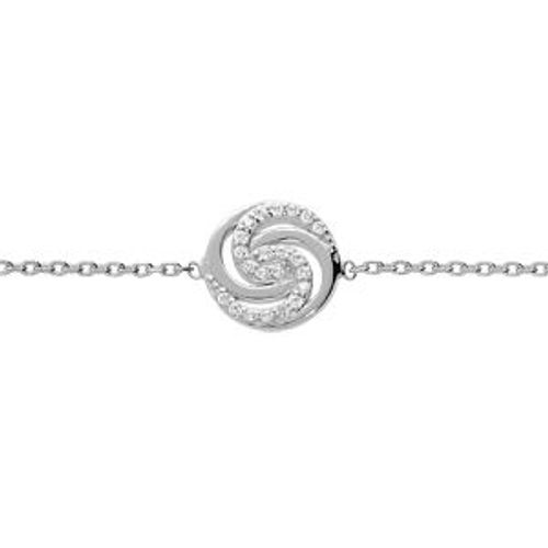 Bracelet Argent Rhodié Cercle Oxydes Blancs Sertis 16+2cm