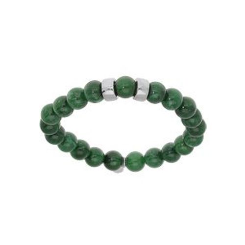 Bracelet Argent Rhodié Extensible Boules Jade Vert Véritable 2 Charms À Graver