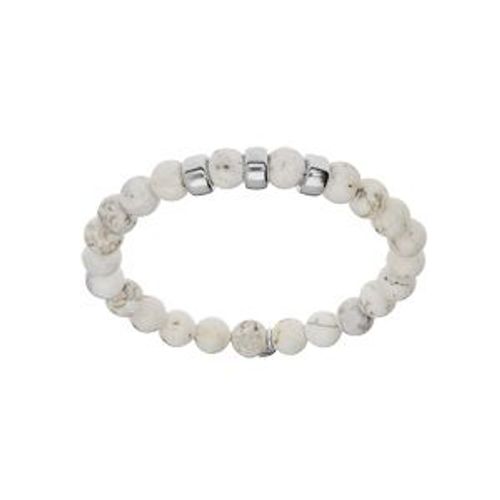 Bracelet Argent Rhodié Extensible Boules Howilte Blanche Et Marron Véritable 3 Charms À Graver