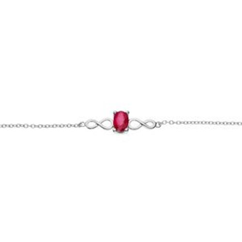 Bracelet Argent Rhodié Motif Infini Rubis Véritable 16+3cm