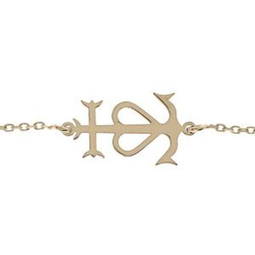 Bracelet Argent Et Dorure Jaune Croix Camarguaise 15+3cm