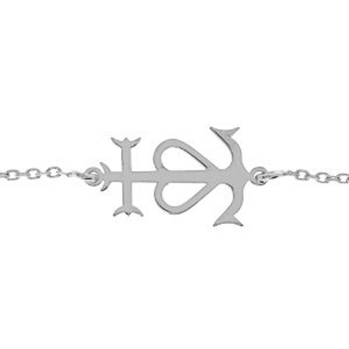 Bracelet Argent Rhodié Chaîne Forcat Croix Camarguaise 15+3cm