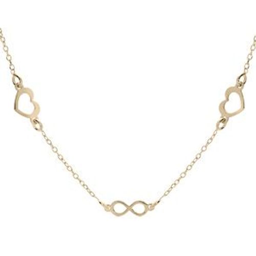 Collier Argent Et Dorure Jaune Coeurs Et Infinis 42+3cm