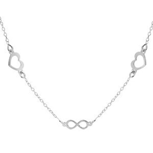 Collier Argent Rhodié Coeurs Et Infinis 42+3cm