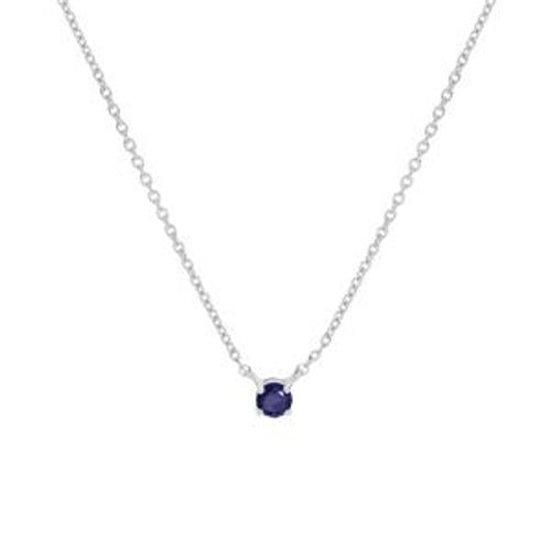 Collier Argent Rhodié Clou Saphir Veritable Serti 42+3cm