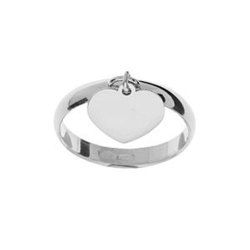 Alliance Argent Rhodié Demi Jonc 3mm Avec Rondelle Coeur