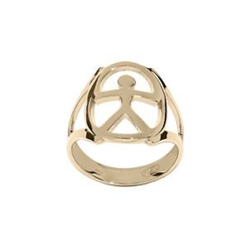 Bague Argent Et Dore Jaune Motif "Indalo