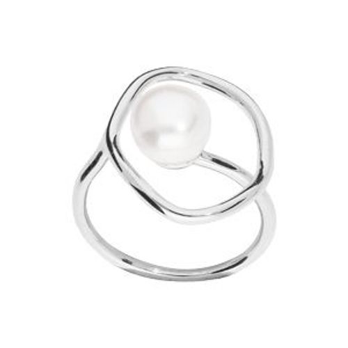 Bague Argent Rhodié Perle Blanche Imitation