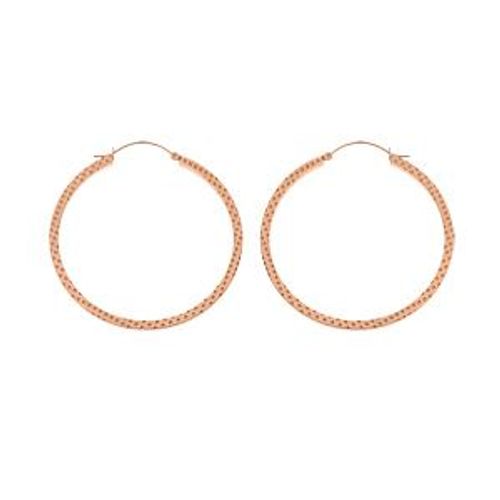 Créoles Acier Et Pvd Rose Fil Carré 65mm Martelée