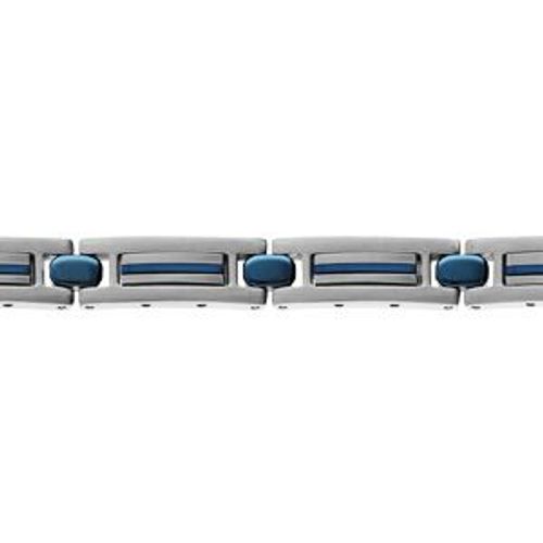 Bracelet Acier Et Pvd Bleu 18+3cm Réglable Triple Fermoir