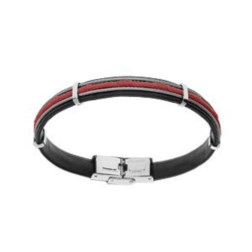 Bracelet Acier Et Caoutchouc Câble Et Cordon Rouge 20cm