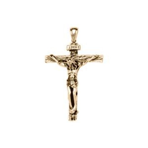 Pendentif Acier Et Pvd Jaune Christ Sur Croix 55 X 33 Mm